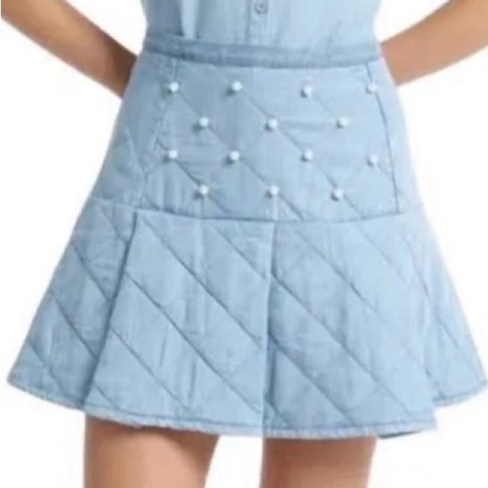 NWT Stellah Faux Pearl Quilted Mini Skirt